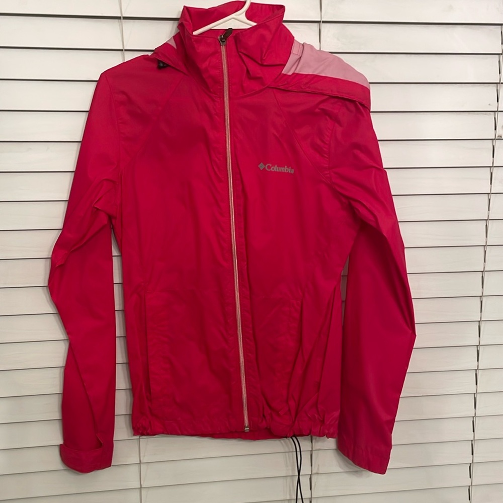Columbia, Hot Pink, hooded rain jacket, Size Small